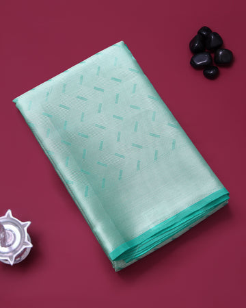 Ethnic Solid Tissue Saree - Green