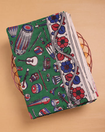 Green Color Kalamkari Cotton Saree