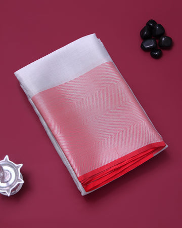 Ethnic Solid Tissue Saree - Silver