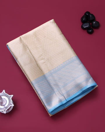 Ethnic Solid Tissue Saree - Gold