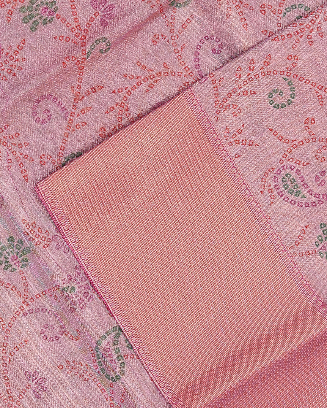 Ethnic Floral Printed Tissue Saree - Pink