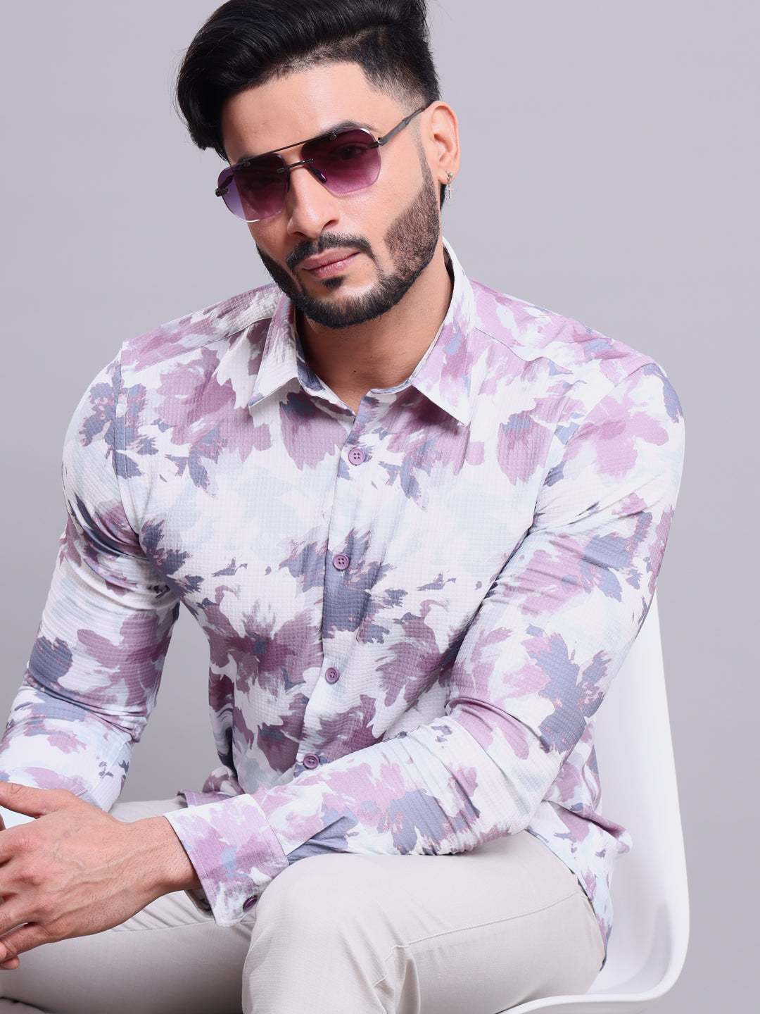Nativebull Men's Printed Regular Fit Full Sleeve Casual Shirt with Spread Collar - Multi