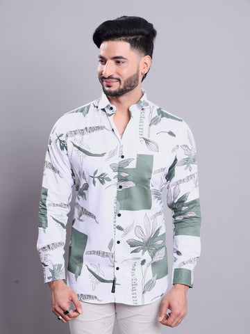 Rocx Men's Abstract Leaf Printed Casual Shirt with Full Sleeves and Spread Collar - Multi
