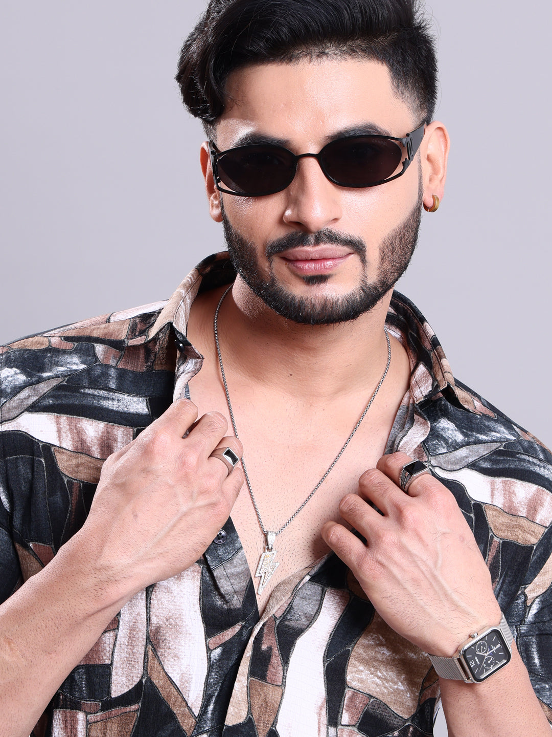 Nativebull Men's Abstract Printed Full Sleeve Casual Shirt - Multi