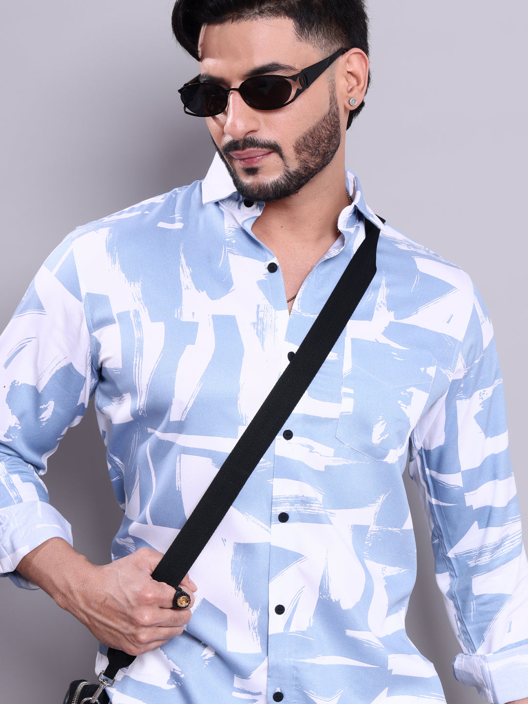 Rocx Men's Abstract Printed Full Sleeve Casual Shirt - Multi