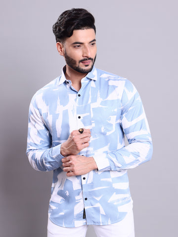 Rocx Men's Abstract Printed Full Sleeve Casual Shirt - Multi
