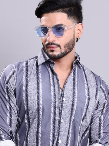 Rocx Men's Abstract Print Casual Shirt with Spread Collar and Full Sleeves - Multi