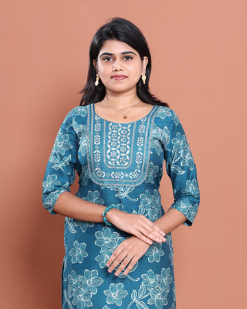 Ethnic Embroidered Kurta - Blue