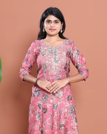 Ethnic Embroidered Kurta - Pink