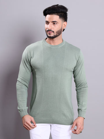 Men's Nativebull Solid Round Neck Sector Type Full Sleeve Sweatshirt - Green