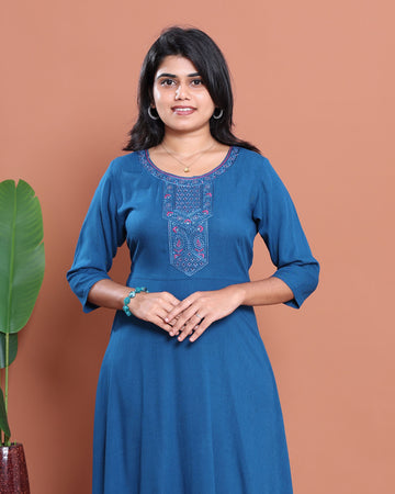 Ethnic Embroidered Kurta - Blue