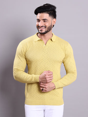 Men's Textured Nativebull Full Sleeve Sweatshirt - Yellow