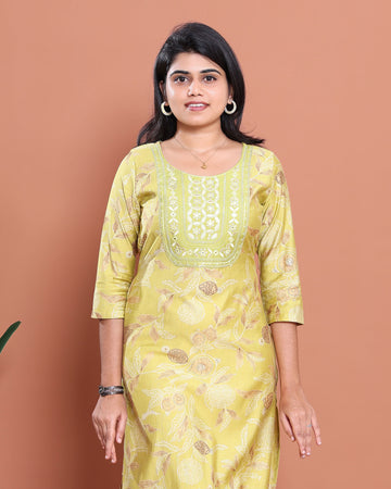 Ethnic Embroidered Kurta - Green