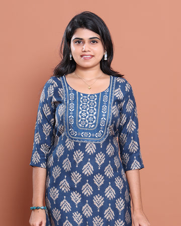 Ethnic Embroidered Kurta - Blue