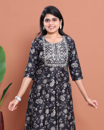 Ethnic Embroidered Kurta - Black