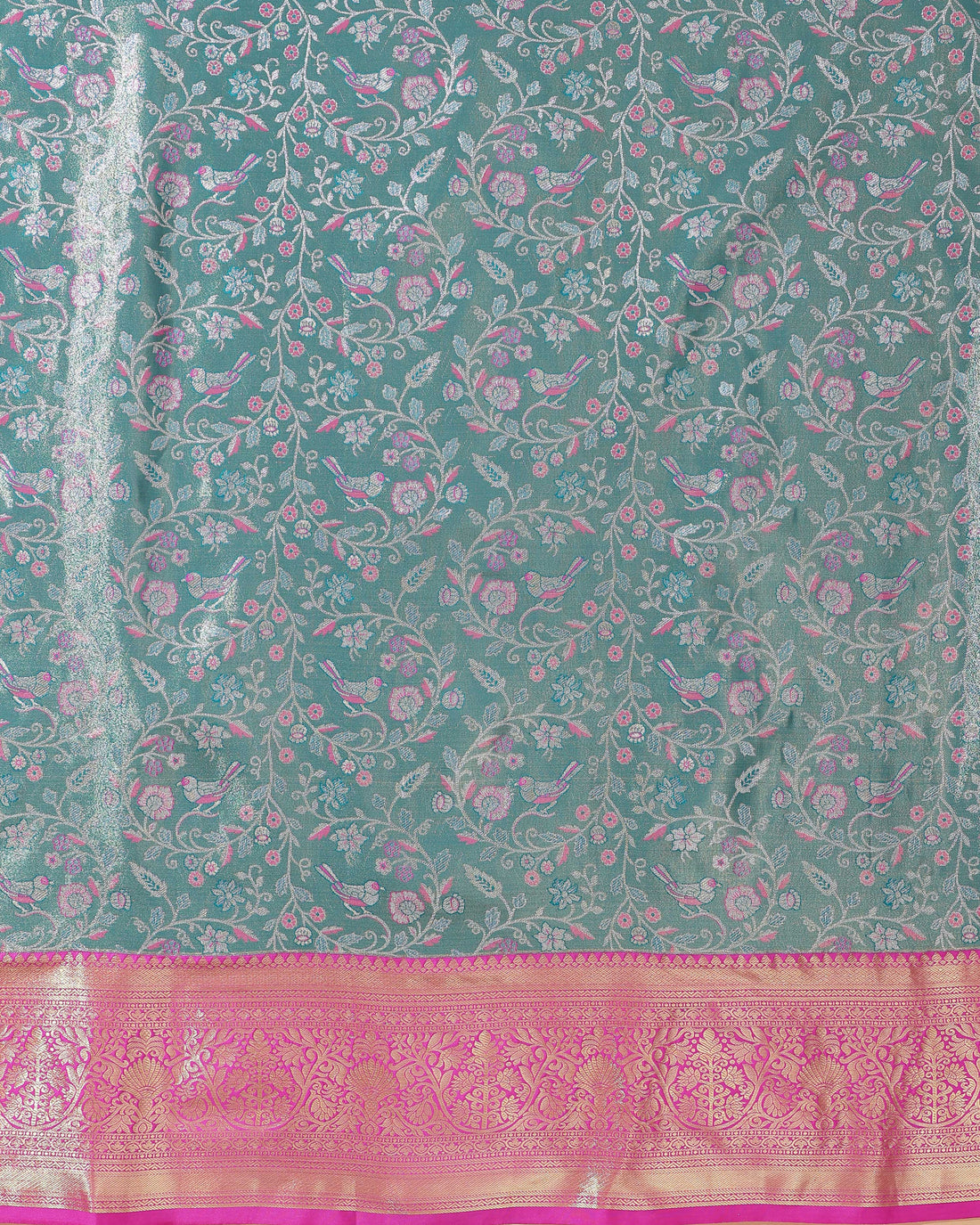 Elegant Pattu Pavadai Silk Fabric with Intricate Design  - Green