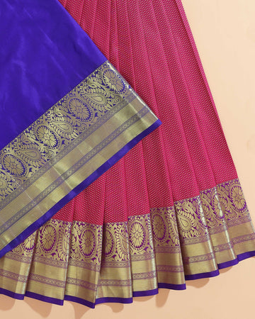 Exquisite Kanchipuram Pattu Pavadai Material with Zari Border - Maroon
