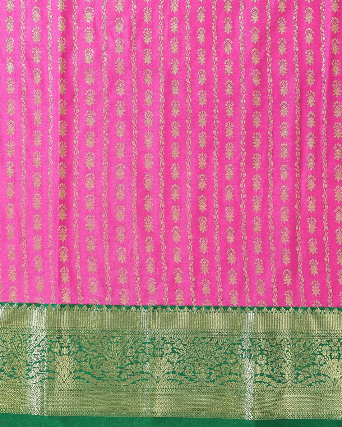 Kanchipuram Pattu Pavadai Material with Zari Brocade Work - Pink