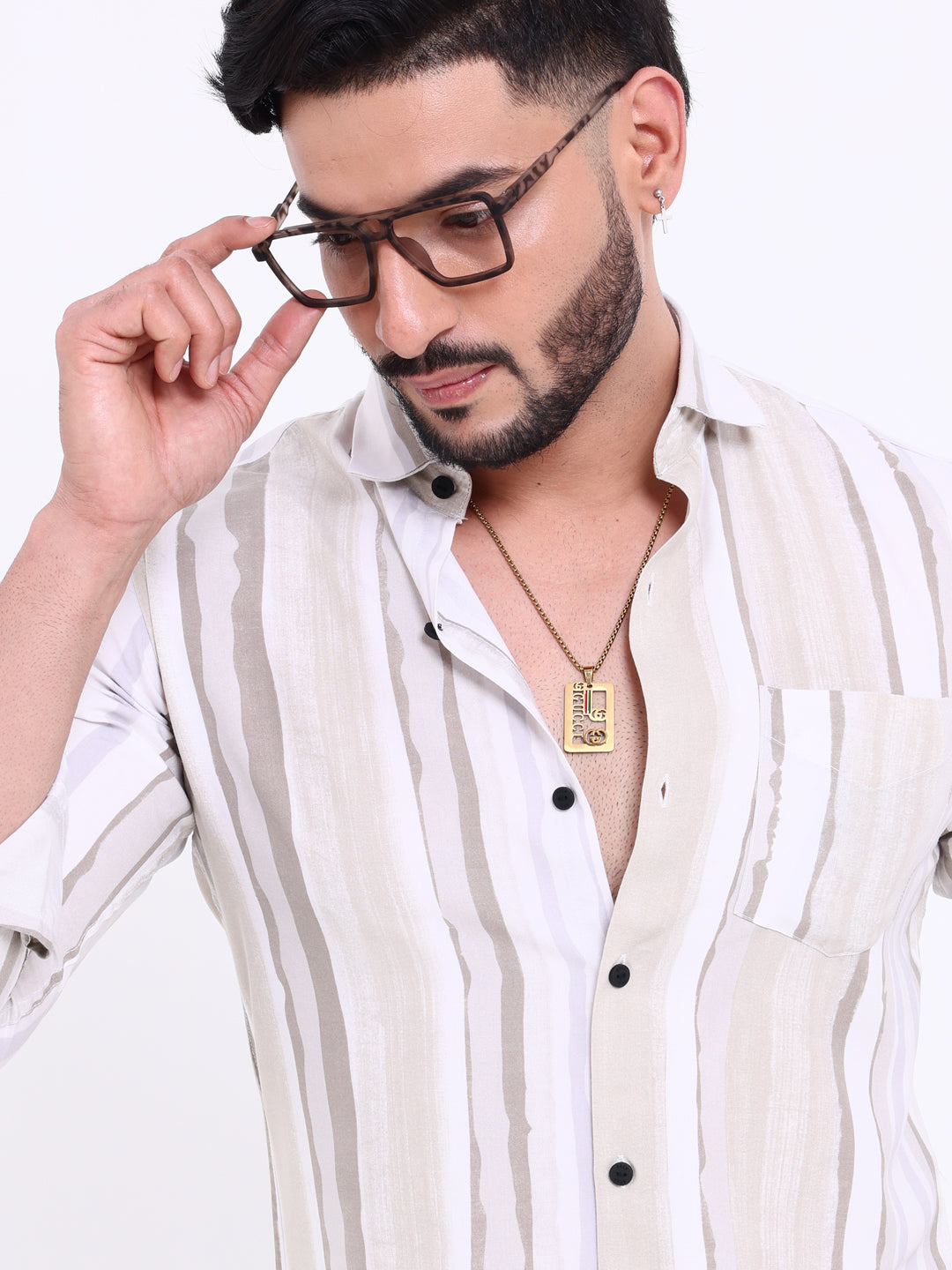 Rocx Men's Striped Full Sleeve Casual Shirt with Spread Collar - Multi