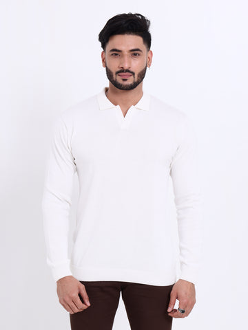Men's Full Sleeve Solid Nativebull Neck Sweatshirt - White
