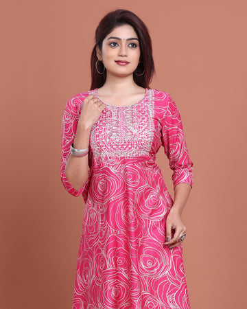 Ethnic Embroidered Kurta - Pink
