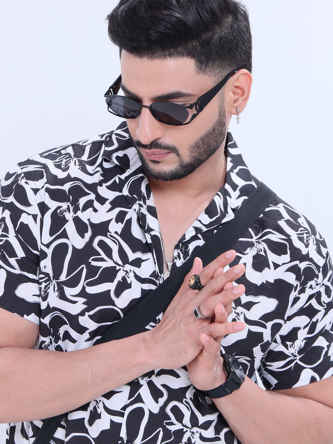 Nativebull Abstract Floral Printed Casual Shirt with Spread Collar and Short Sleeves - Multi