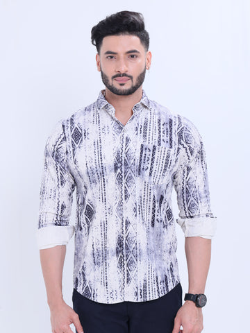 Rocx Men's Abstract Printed Full Sleeve Casual Shirt with Spread Collar - Multi