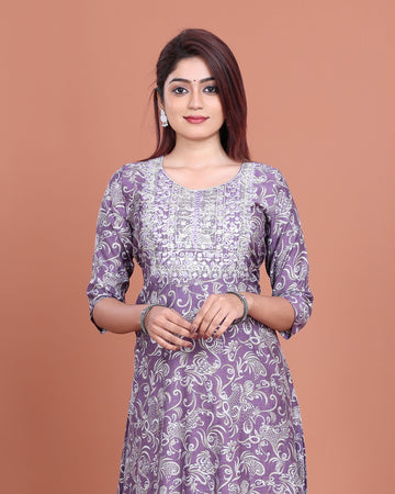 Ethnic Embroidered Kurta - Lavender
