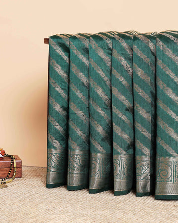 Elegant Tussar Silk Saree With Intricate Brocade Patterns and Pallu – Green
