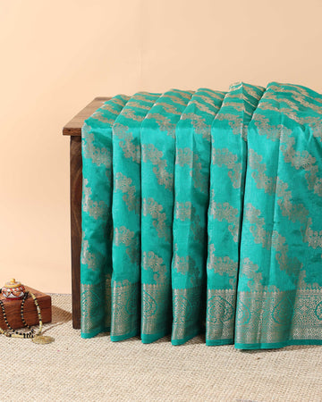 Elegant Tussar Silk Saree with Intricate Zari Woven Border and Pallu – Green