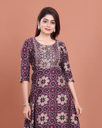Ethnic Embroidered Kurta - Purple