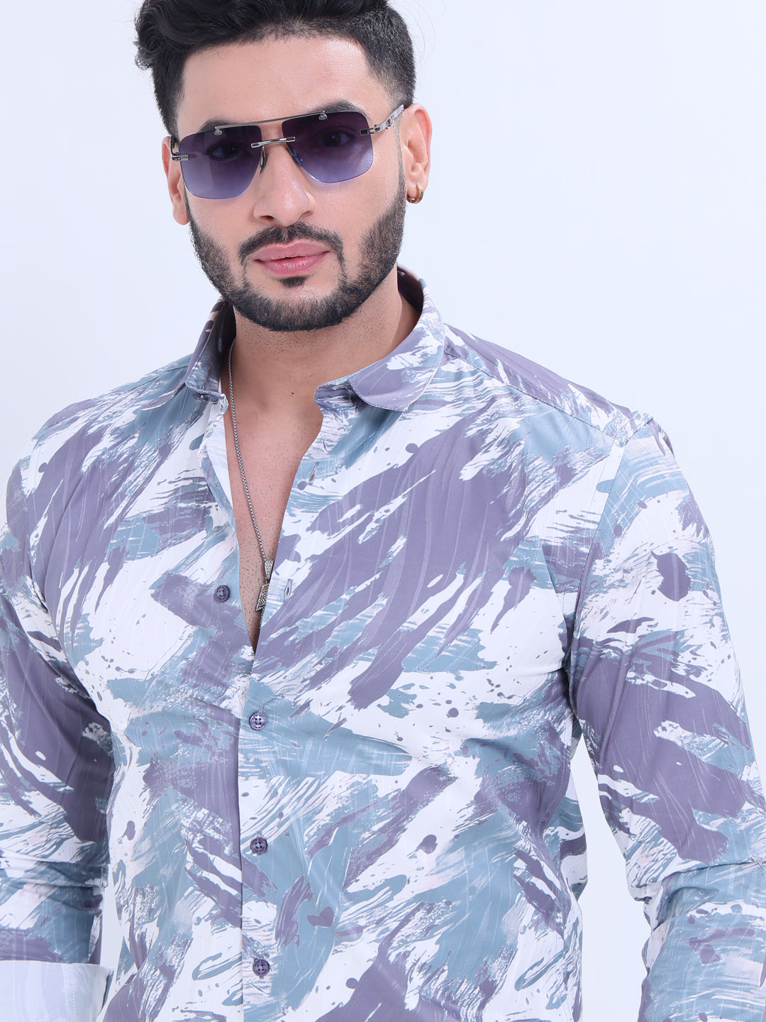 Nativebull Men's Abstract  Printed Casual Shirt with Spread Collar and Full Sleeves  - Multi