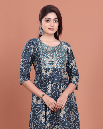 Ethnic Embroidered Kurta - Blue