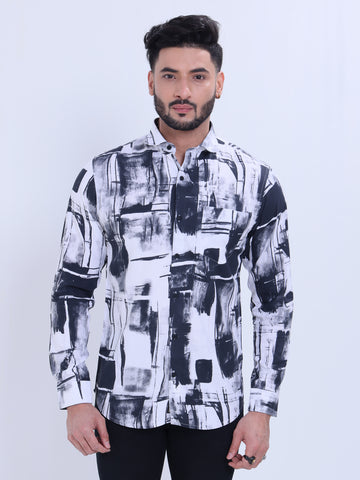 Rocx Men's Abstract Printed Full Sleeve Casual Shirt - Multi
