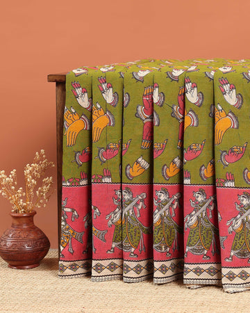 Cotton Kalamkari Printed Saree - Green