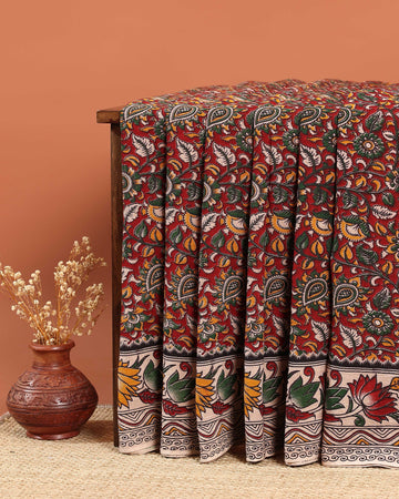 Cotton Kalamkari Printed Saree - Red