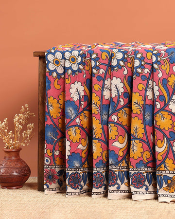 Cotton Kalamkari Printed Saree - Pink