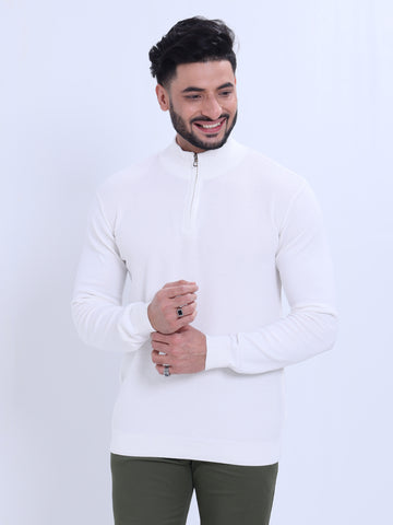 Men's Nativebull Textured High-Neck Sweatshirt - White