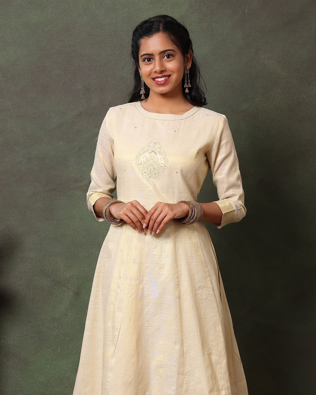 Elegance Traditional Kasavu-Inspired Anarkali Kurta - Gold