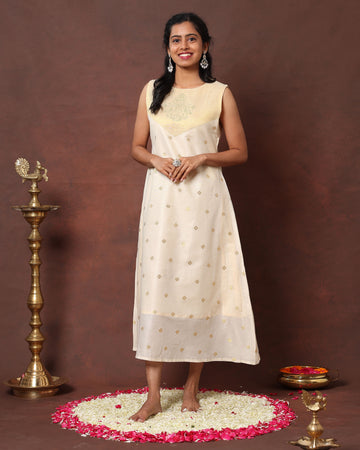 Elegance Traditional Kasavu-Inspired Anarkali Kurta - Gold