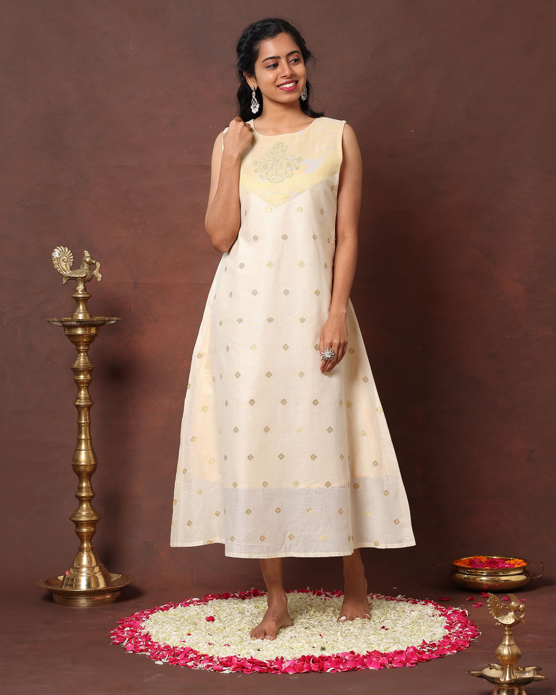 Elegance Traditional Kasavu-Inspired Anarkali Kurta - Gold
