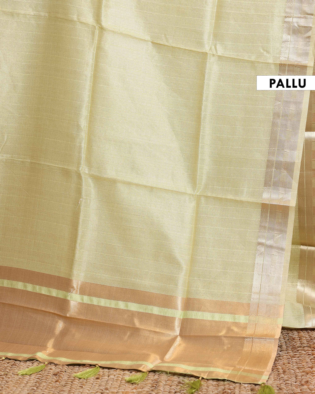 Elegant Semi Tissue Saree with Subtle Zari Border and Lustrous Finish  – Green