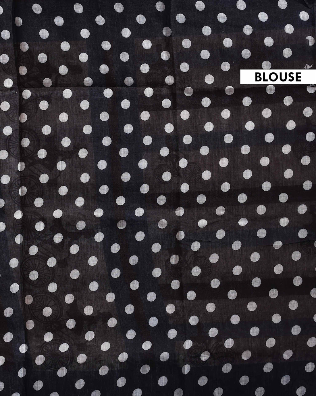 Linen Cotton Saree with Contemporary Bicycle Motif and Vertical Striped Design - White