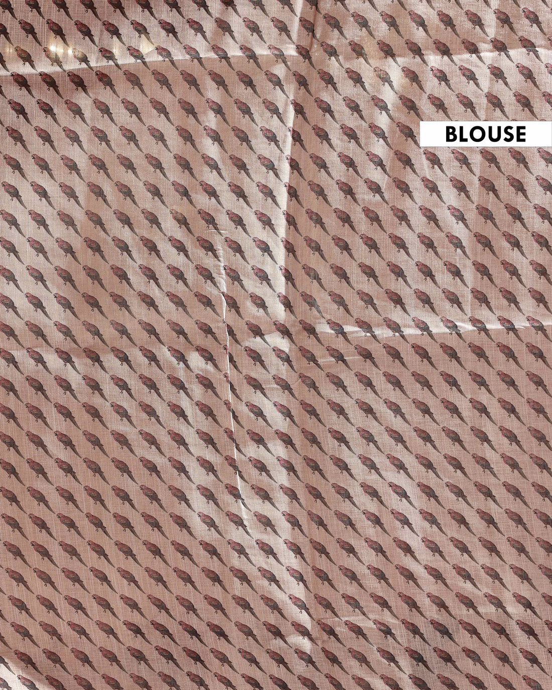 Linen Cotton Saree with Artistic Nature-Inspired Printed Border  - Sandal