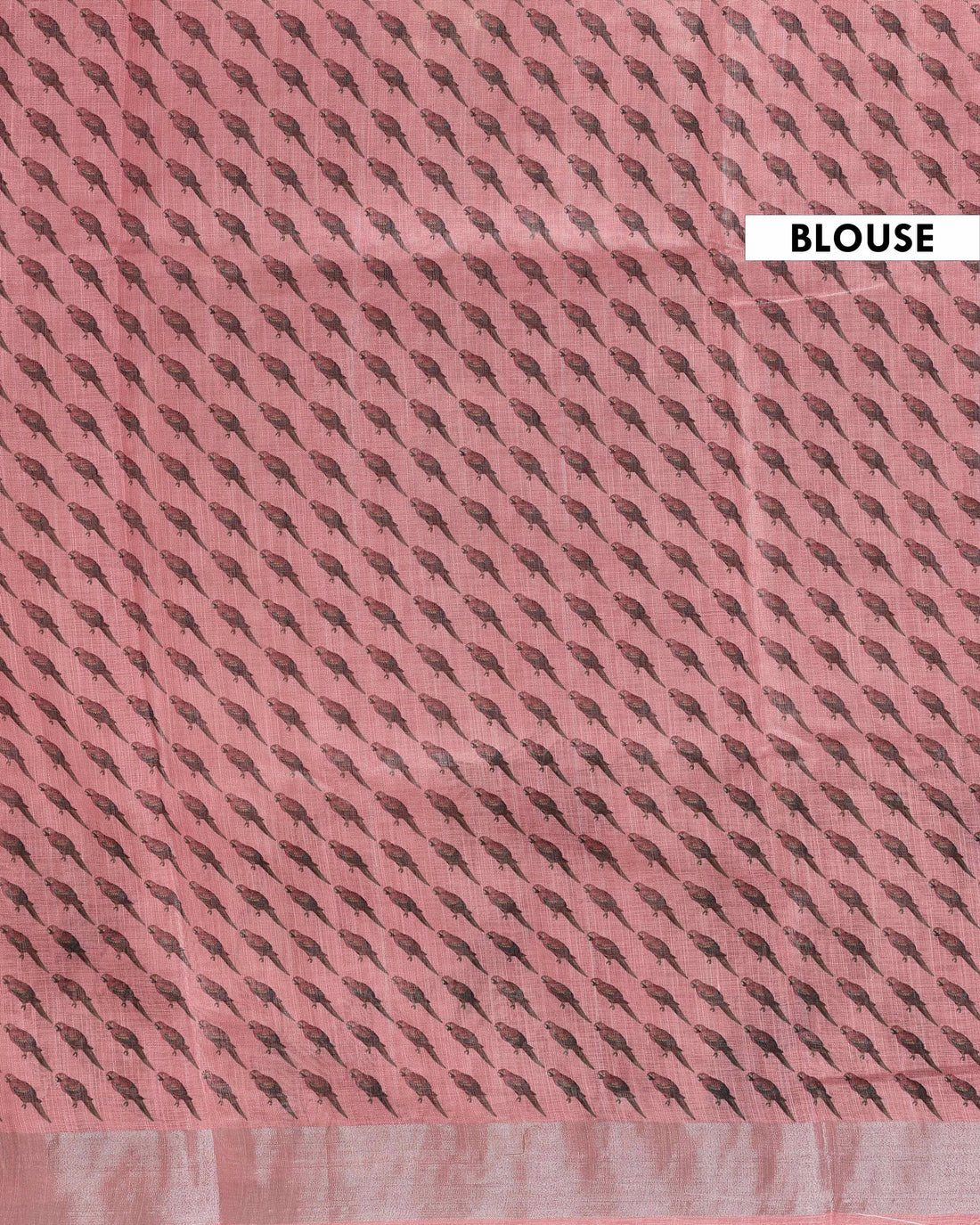 Linen Cotton Saree with Artistic Nature-Inspired Printed Border - Pink