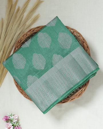 Green Color Tussar Silk Saree