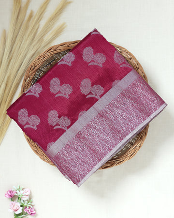 Maroon Color Tussar Silk Saree