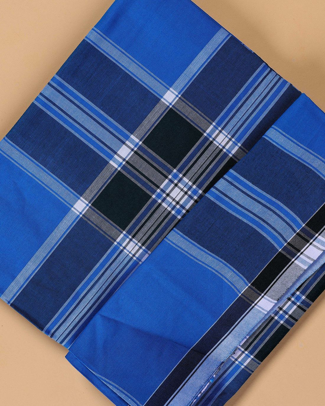 999 Brand Men's Premium Cotton Striped Lungi Stitched - Blue