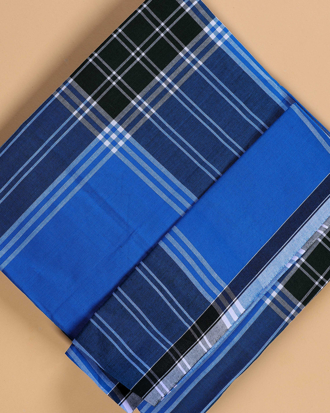999 Brand Men's Premium Cotton Striped Lungi Stitched - Blue
