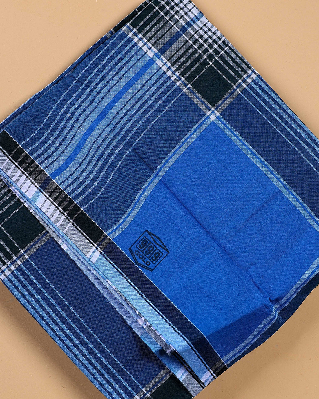 999 Brand Men's Premium Cotton Striped Lungi Stitched - Blue